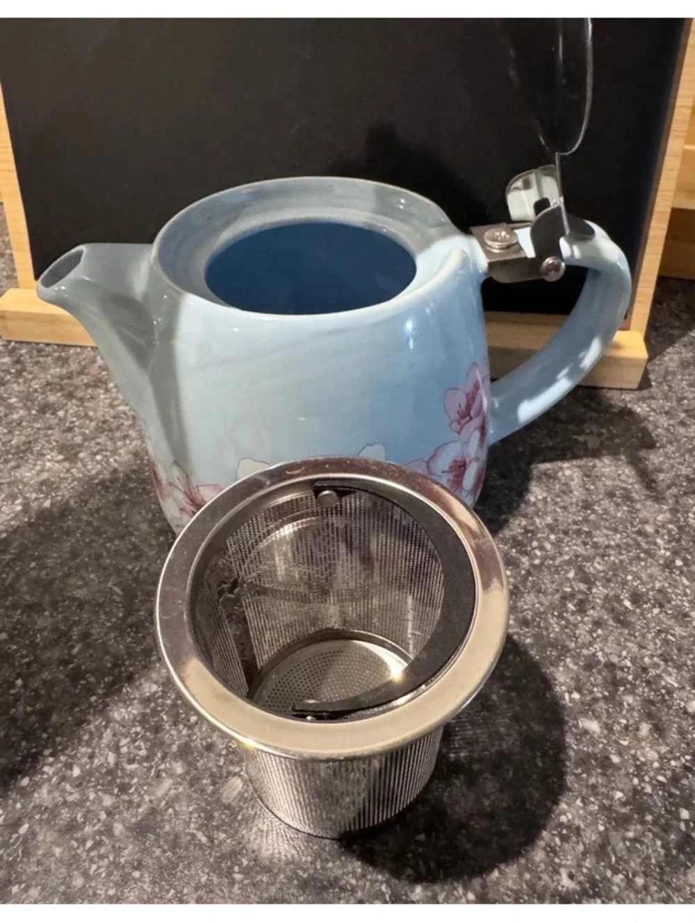 Ceramic Cherry Blossom Teapot with Infuser Basket